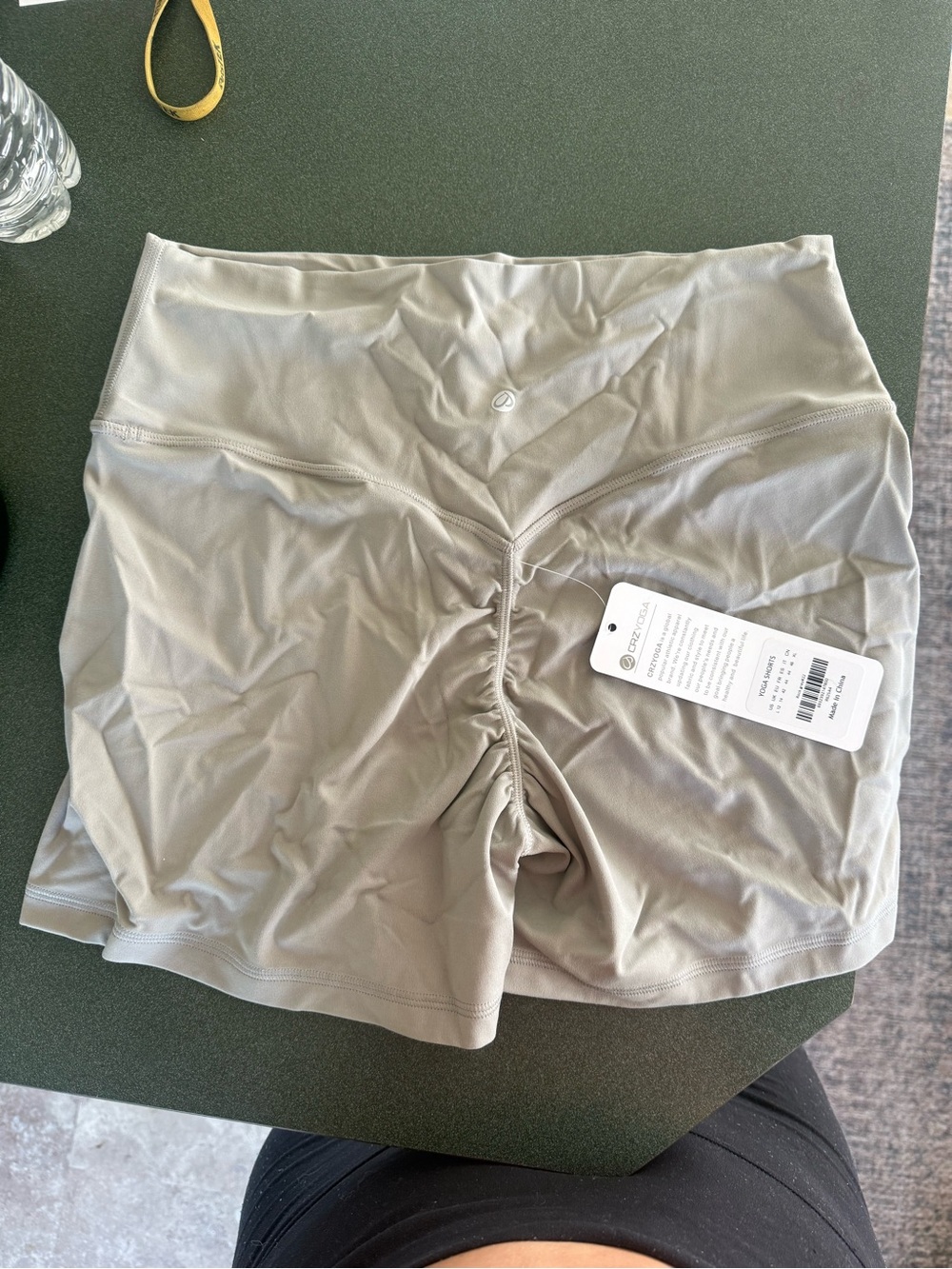 CRZ YOGA High-Rise Scrunch Bike Shorts in Light Taupe